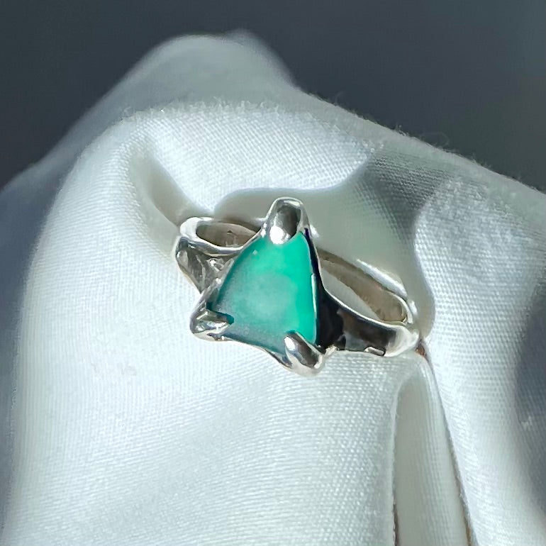 Deep Teal Mex Sea Glass Ring