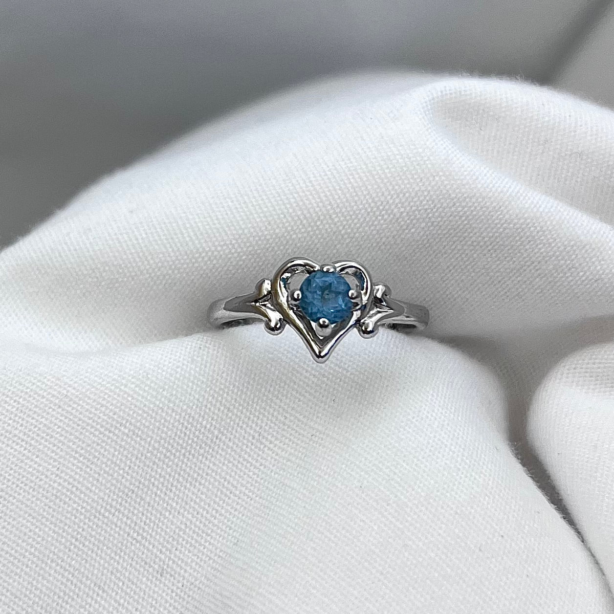 Petite Sterling Topaz Heart Ring