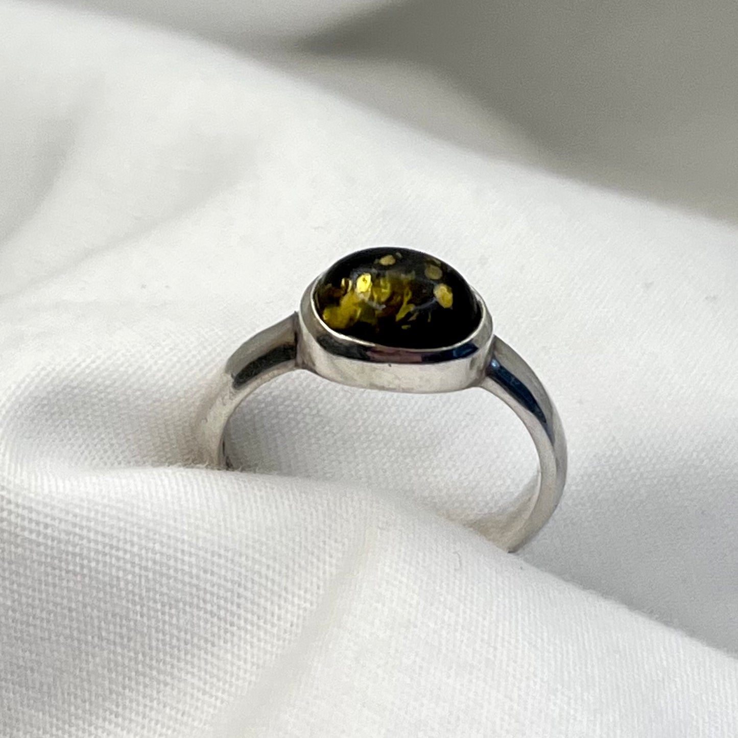 Sterling Amber Ring