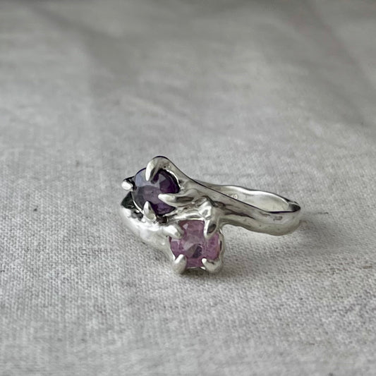 Spinel Duo Ring, pink and purple