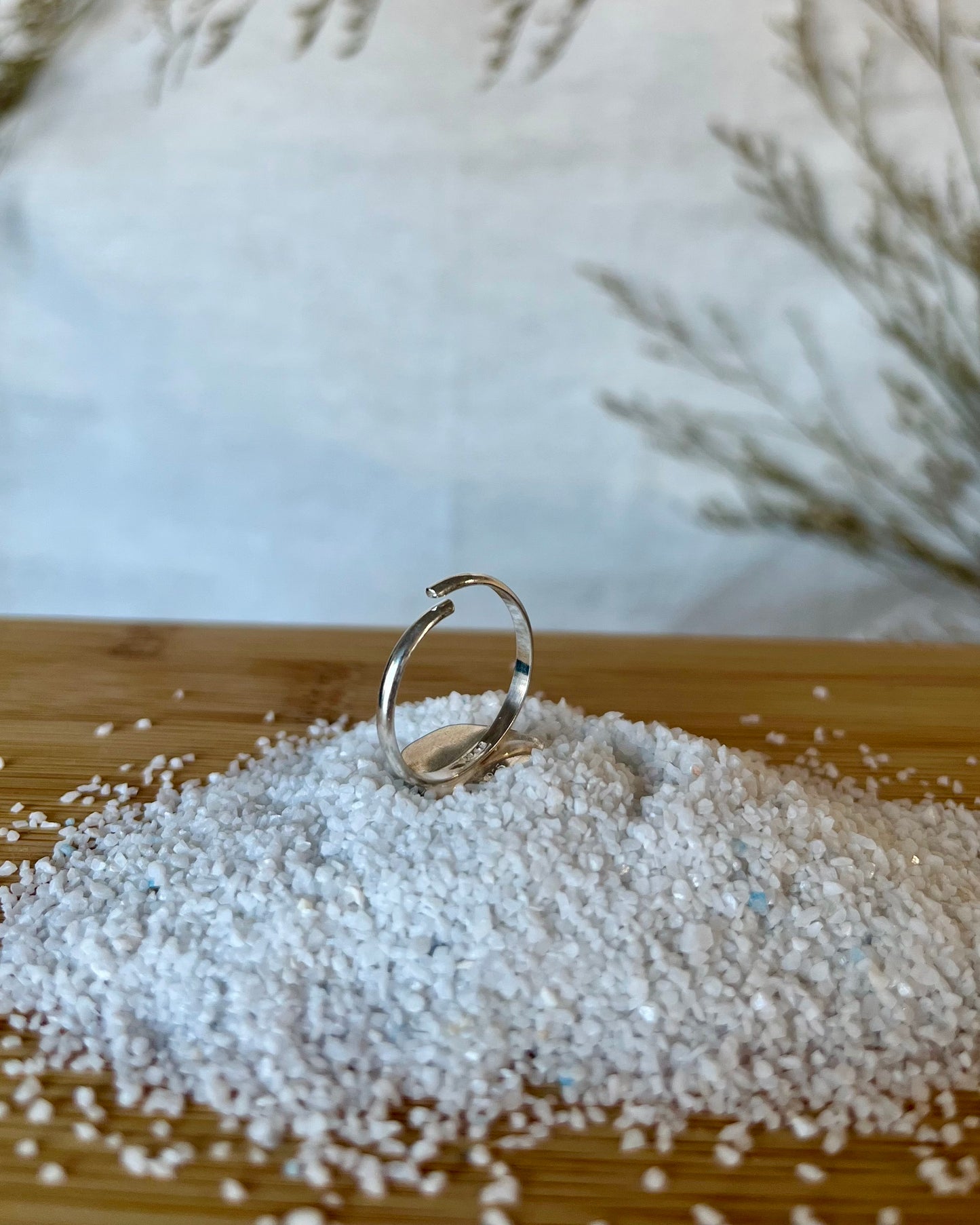 Textured Blue Sea Glass Ring