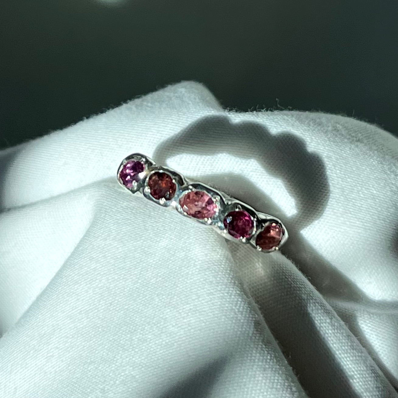 Tourmaline Garnet 5 Stone Ring