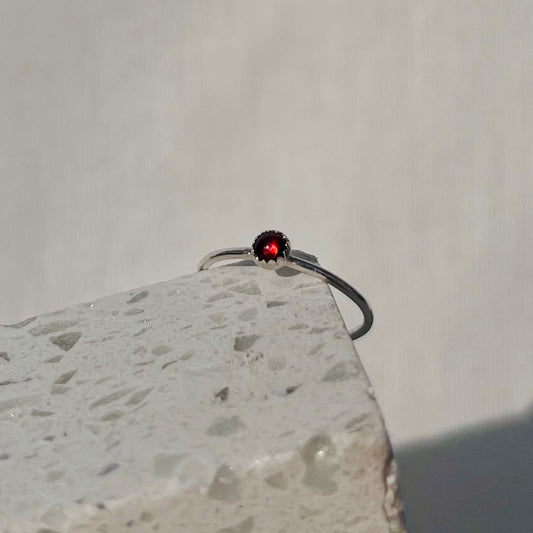 January Garnet Dainty Birthstone Ring
