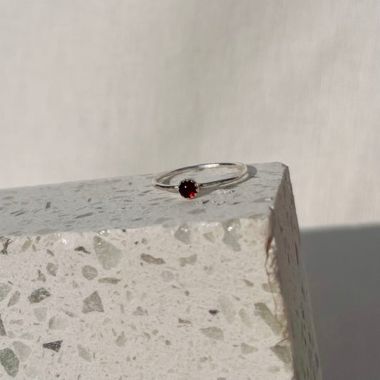 January Garnet Dainty Birthstone Ring