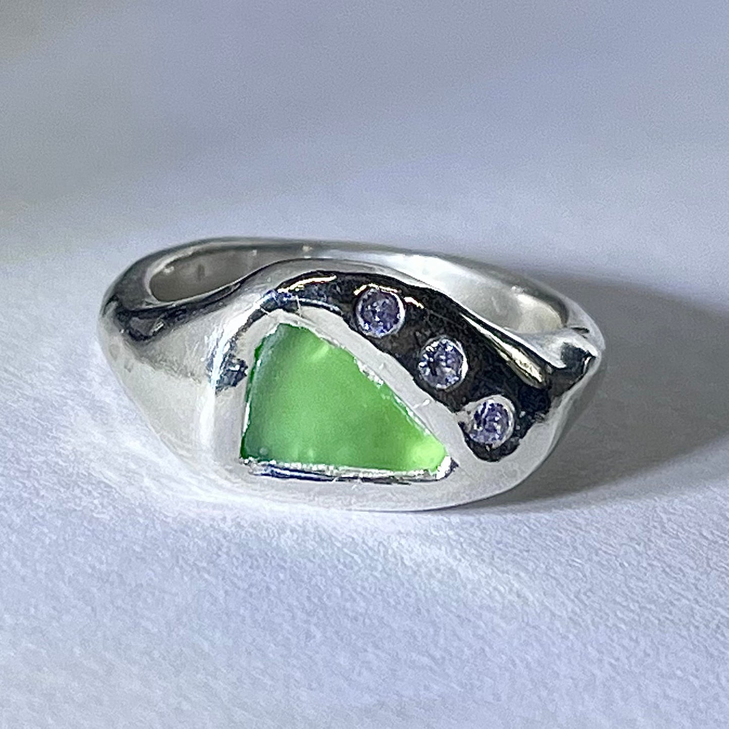 Seaglass and Lilac Ring