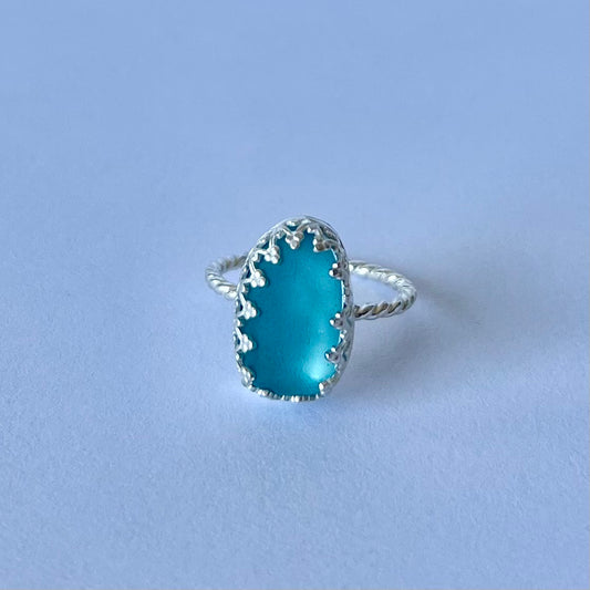 Blue Sea Glass Ring