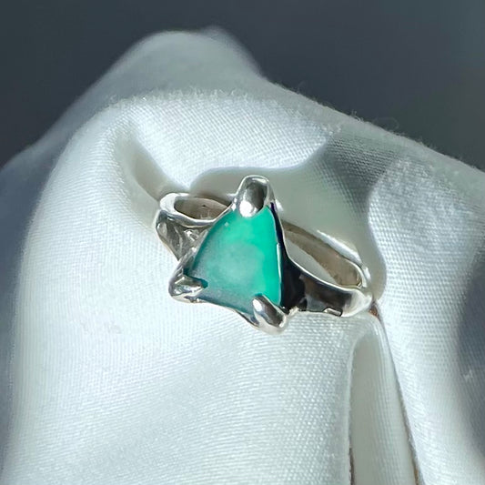 Deep Teal Mex Sea Glass Ring