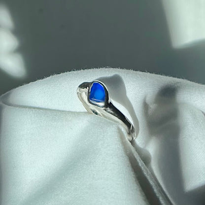 Blue Hawaii Sea Glass Swoosh Ring