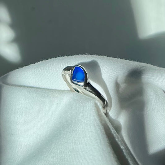 Blue Hawaii Sea Glass Swoosh Ring