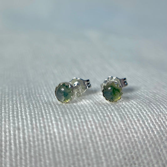 Moss Agate Studs