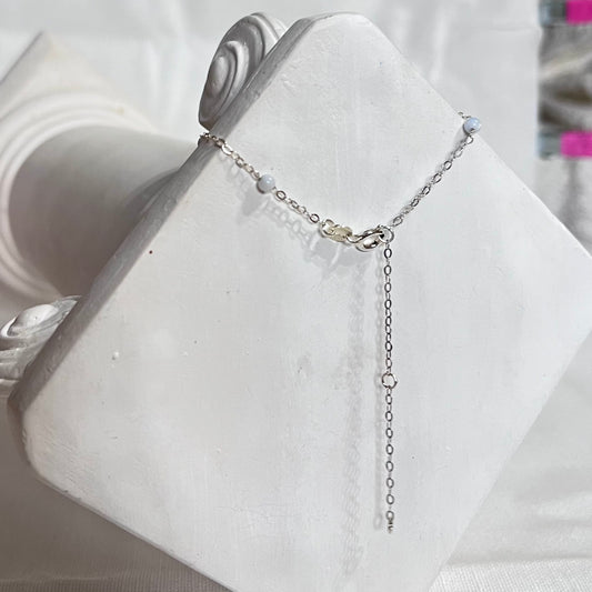 Baby Blue Mother of Pearl Beaded Satellite Chain Bracelet