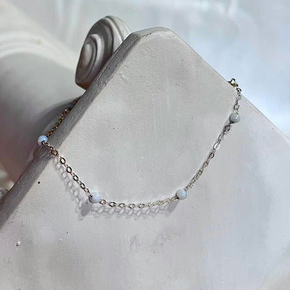 Baby Blue Mother of Pearl Beaded Satellite Chain Bracelet