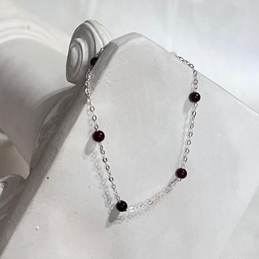 Garnet Beaded Satellite Chain Bracelet
