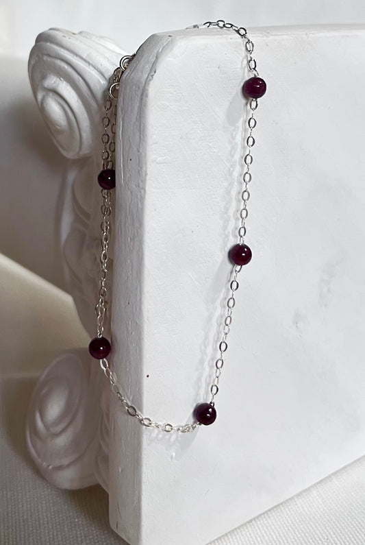Garnet Beaded Satellite Chain Bracelet