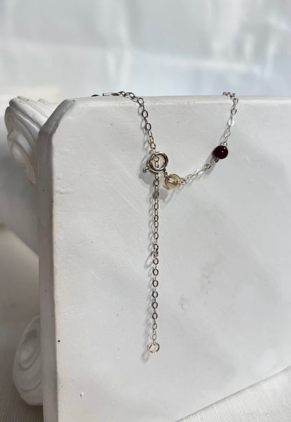 Garnet Beaded Satellite Chain Bracelet