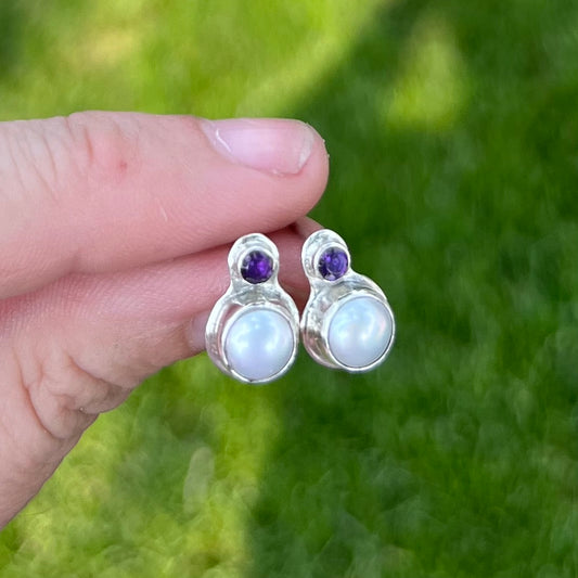 Pearl Amethyst Studs