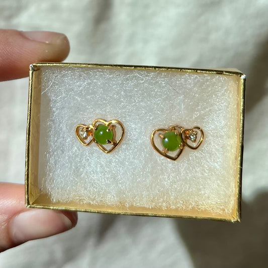 Jade Heart Studs