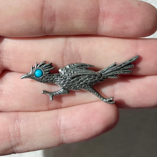Pewter Roadrunner Brooch