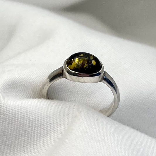 Sterling Amber Ring