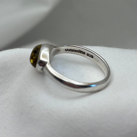 Sterling Amber Ring