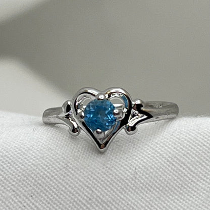 Petite Sterling Topaz Heart Ring