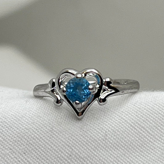 Petite Sterling Topaz Heart Ring