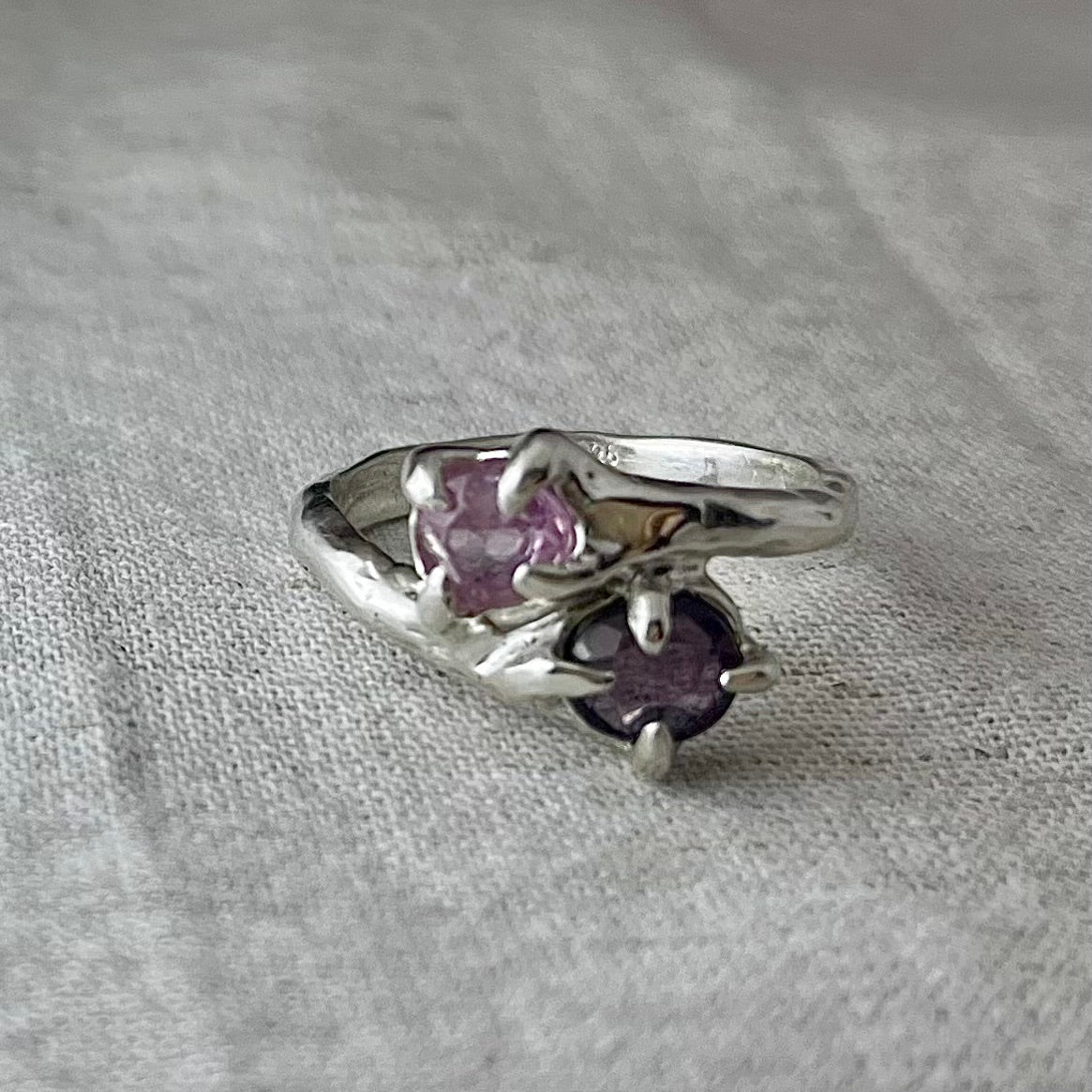 Spinel Duo Ring, pink and purple