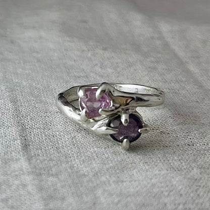 Spinel Duo Ring, pink and purple