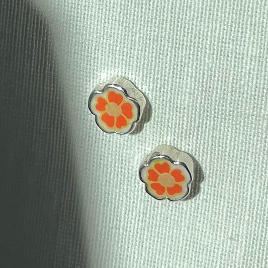 Orange China Flower Studs