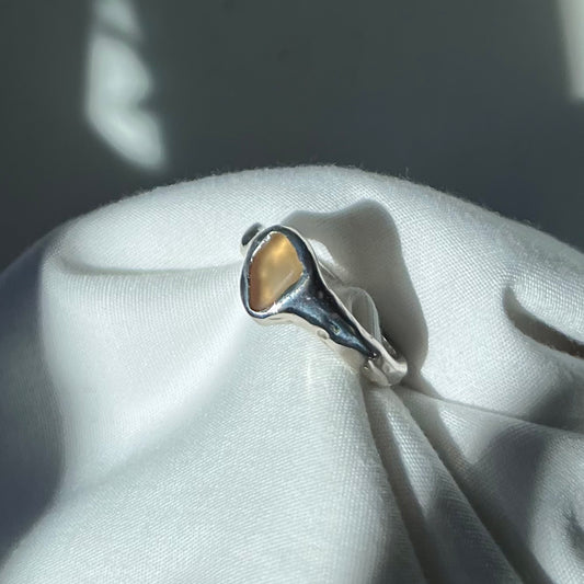 Yellow Mex Sea Glass Ring