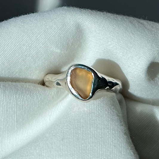 Yellow Mex Sea Glass Ring