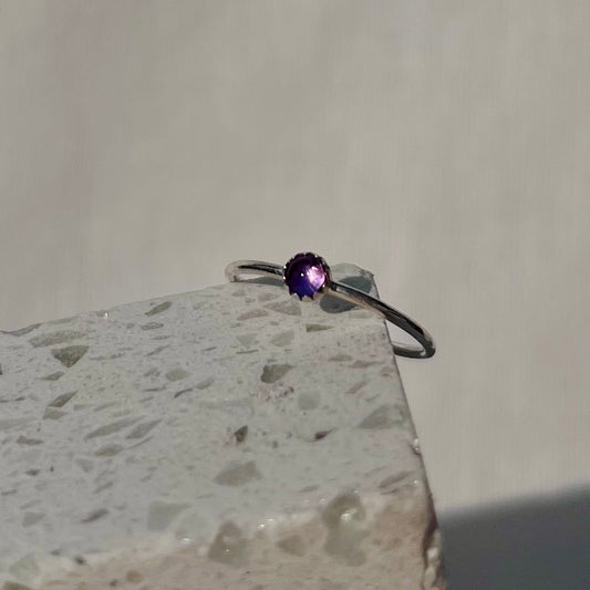 February Amethyst Dainty Birthstone Ring