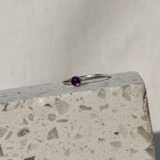 February Amethyst Dainty Birthstone Ring