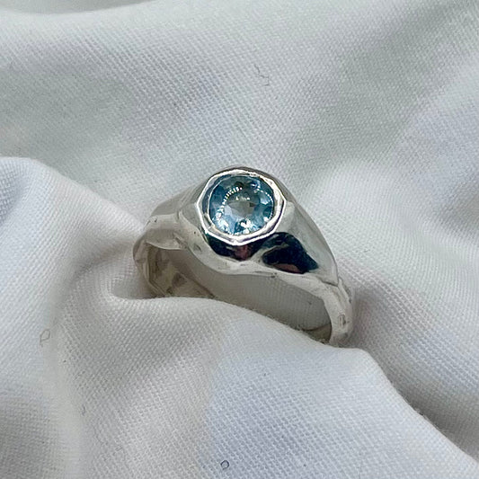 Aqua Geometric Ring