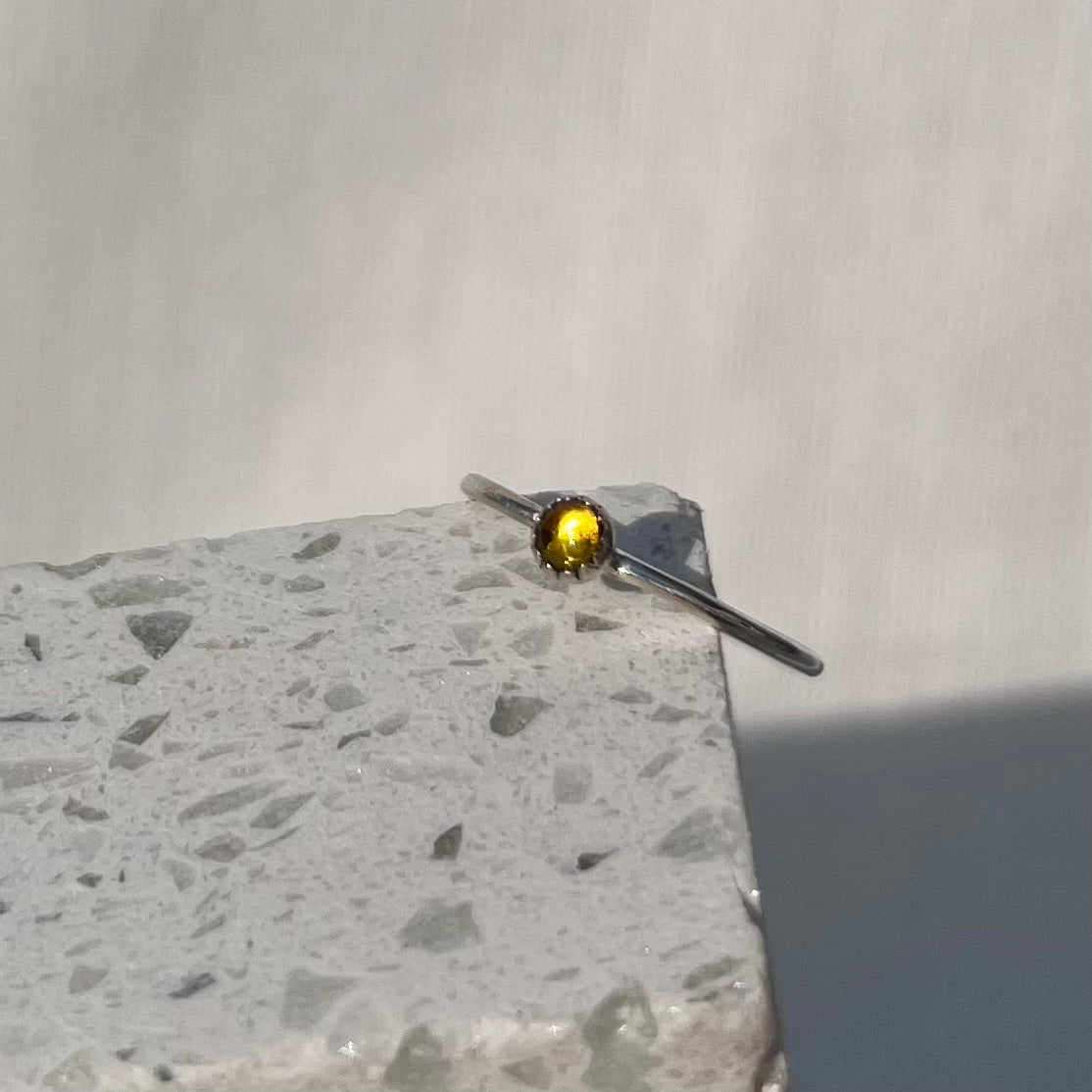 November Citrine Dainty Birthstone Ring