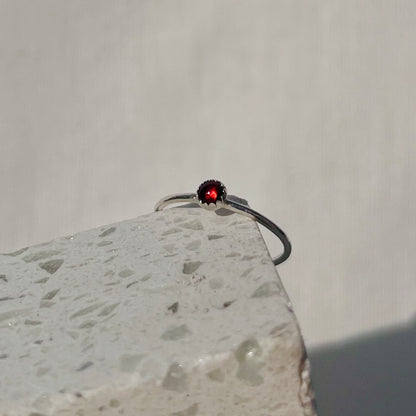 January Garnet Dainty Birthstone Ring