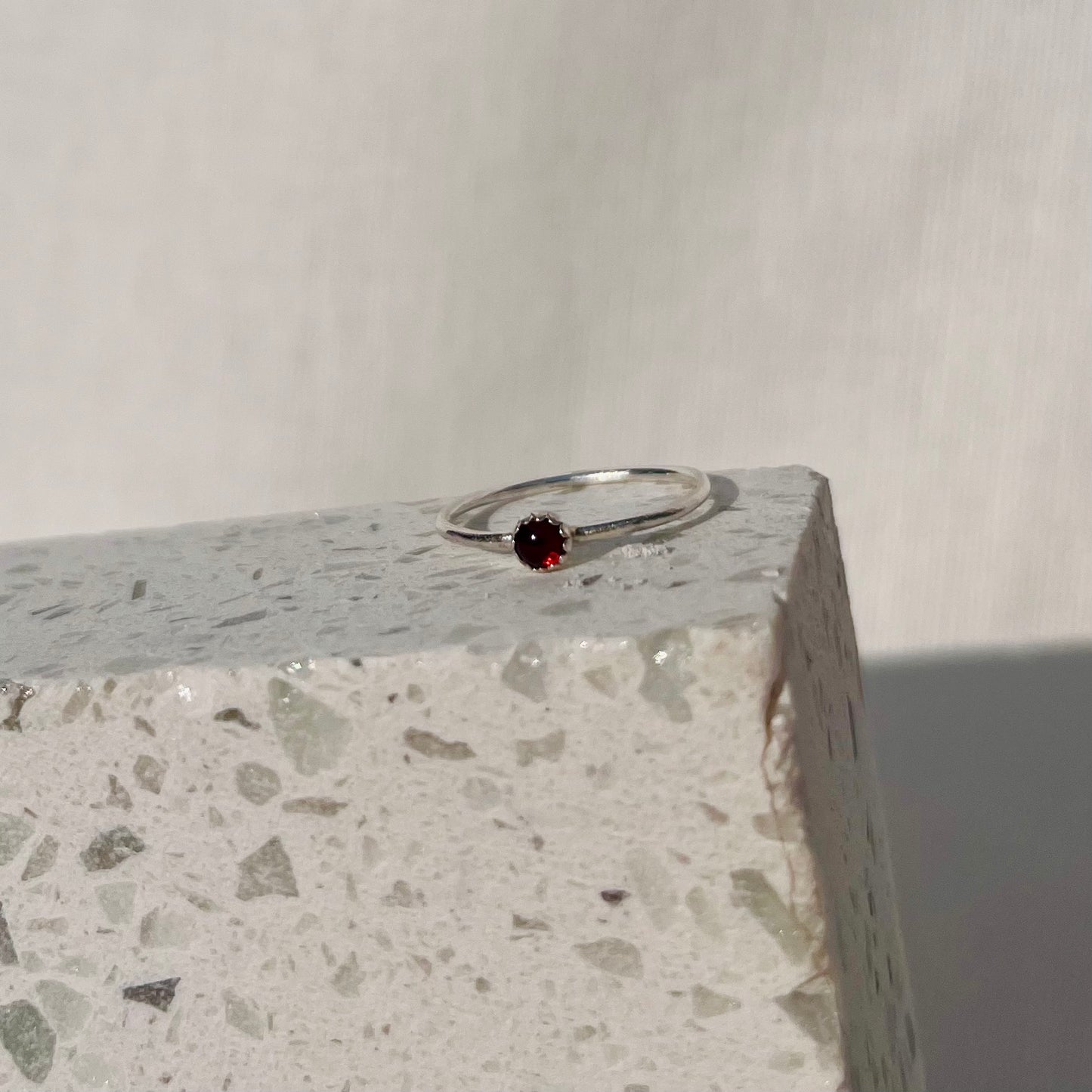 January Garnet Dainty Birthstone Ring