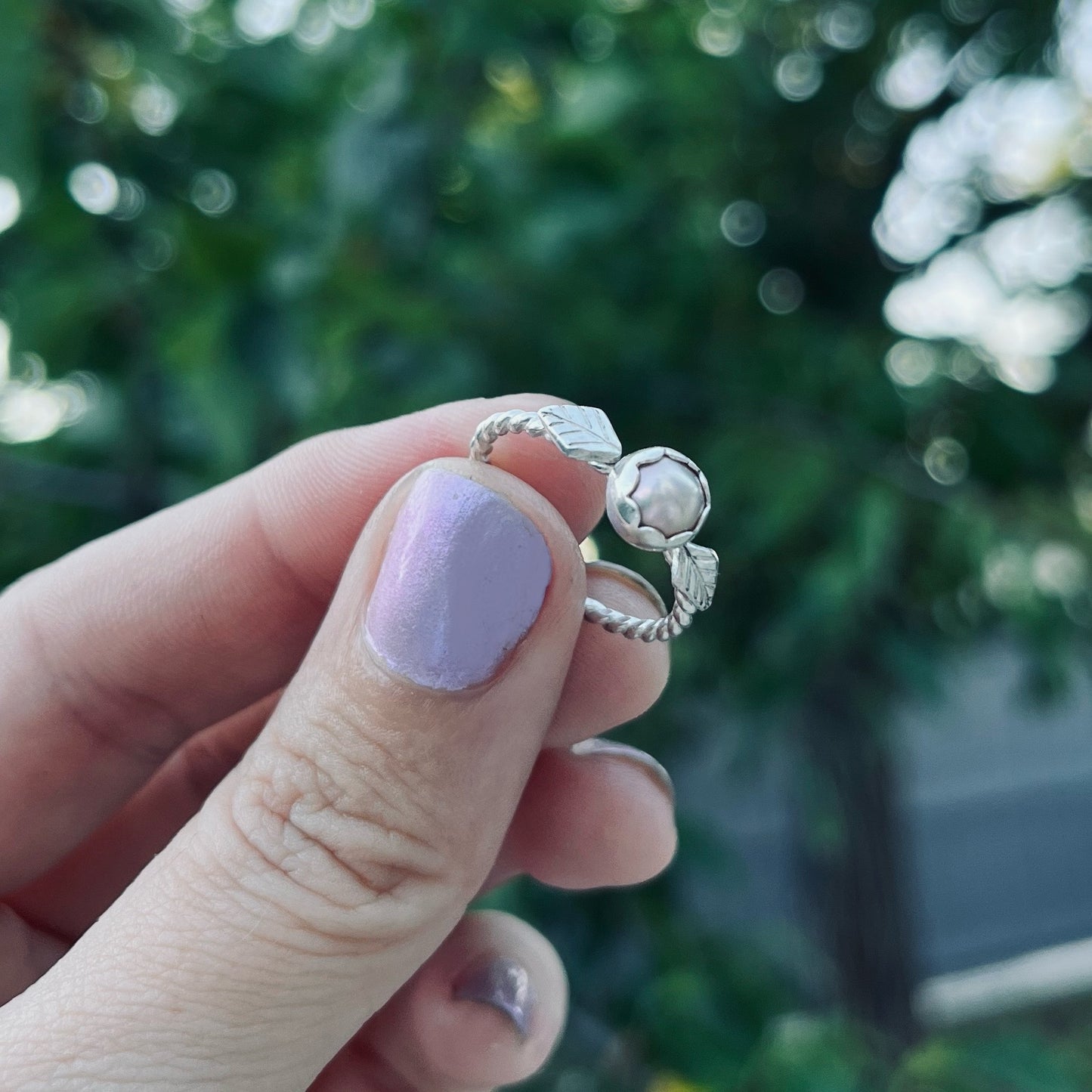 Leafy Pearl Ring