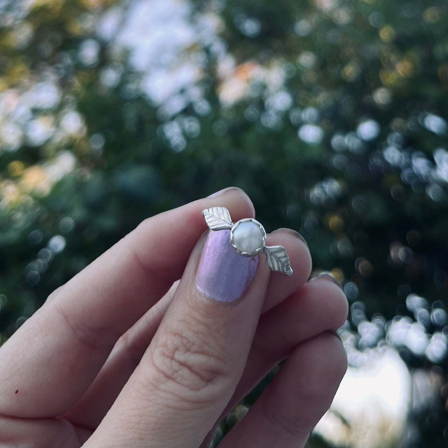 Leafy Pearl Ring