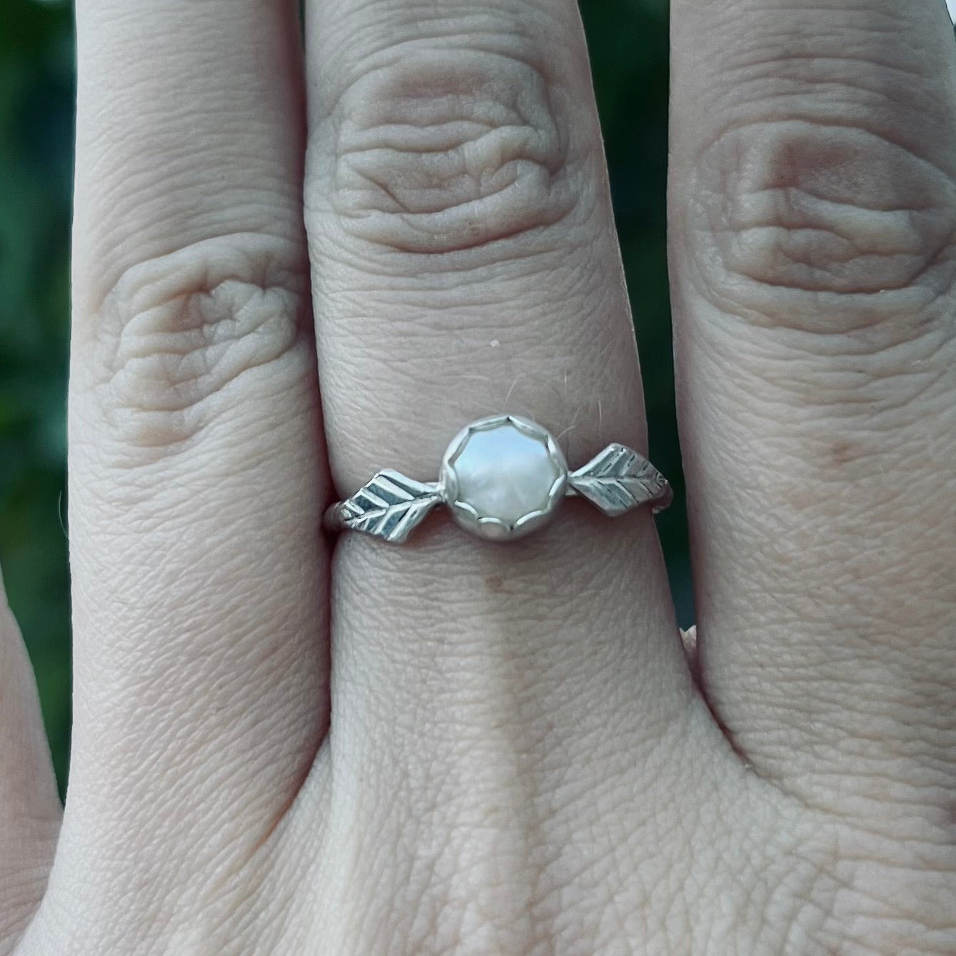 Leafy Pearl Ring