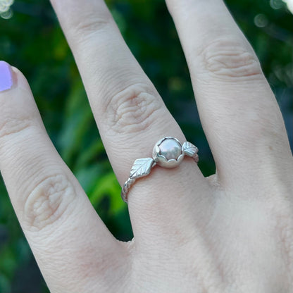 Leafy Pearl Ring