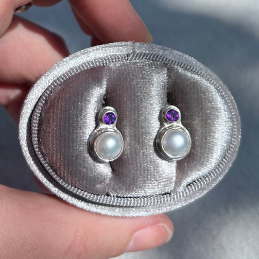 Pearl Amethyst Studs
