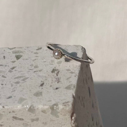 June Pearl Dainty Birthstone Ring