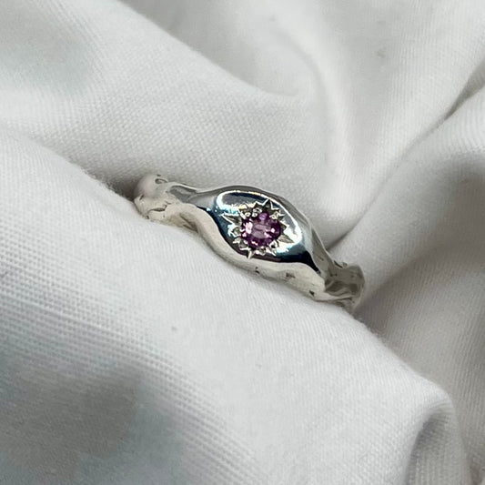 Pink Sapphire Starburst Ring