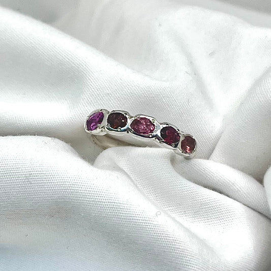 Tourmaline Garnet 5 Stone Ring