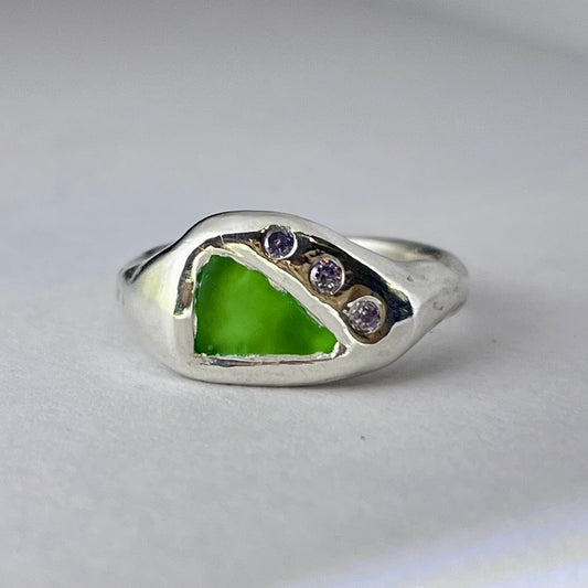 Seaglass and Lilac Ring