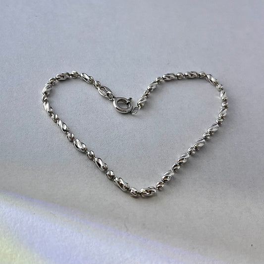 Sterling Ball Bead Bracelet With a Twist