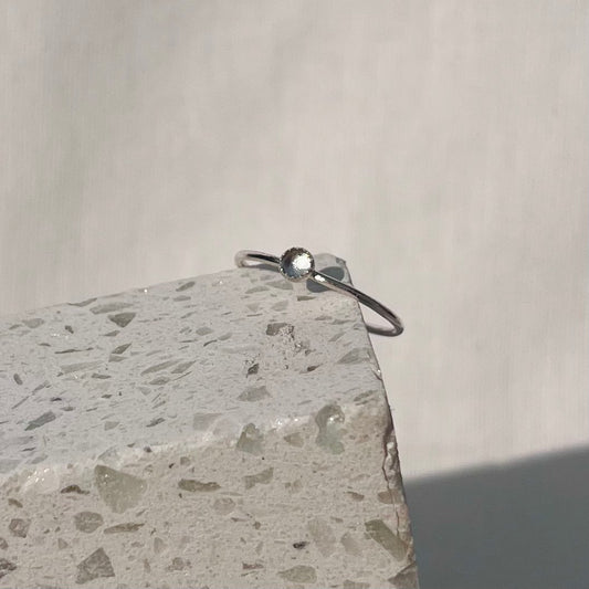 April White Topaz Dainty Birthstone Ring